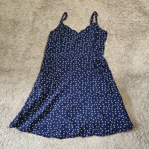 41 Hawthorn Navy Polka Dot Spring Dress Womens (L) (Adjustable Strap) w/ Pockets
